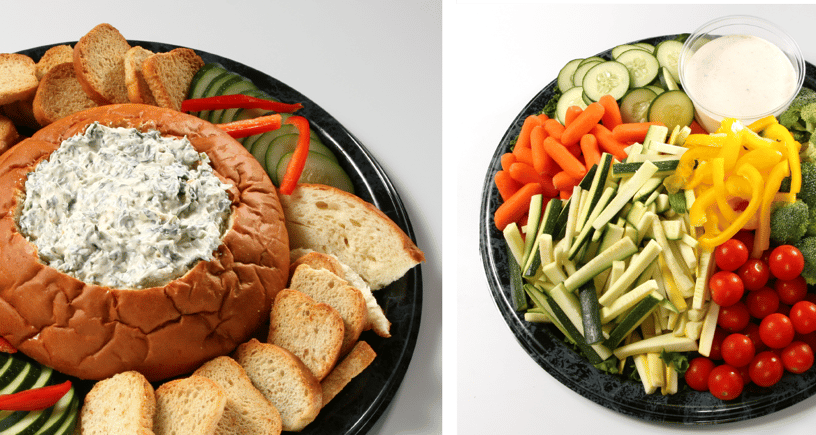 spinach dip and veggie tray